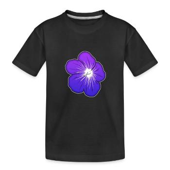 Violette Blütenillustration mit leuchtender Mitte - Kinder Premium Bio T-Shirt - Schwarz - Vorne