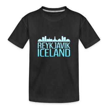 Reykjavik Icy Skyline Design - Kinder Premium Bio T-Shirt - Schwarz - Vorne