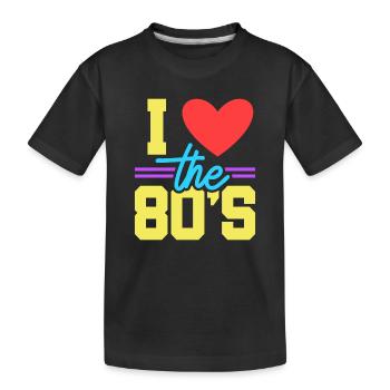 80s - Kids' Premium Organic T-Shirt - black - Front