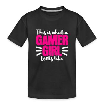 Gamer gamer streamer - Kids' Premium Organic T-Shirt - black - Front