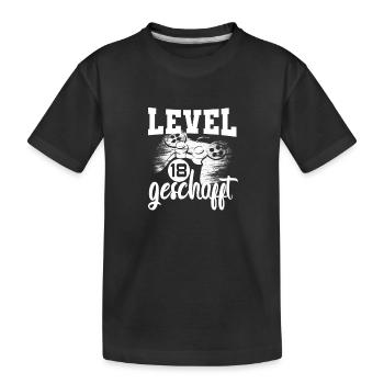 18 Geburtstag Gamer Level 18 - Kinder Premium Bio T-Shirt - Schwarz - Vorne