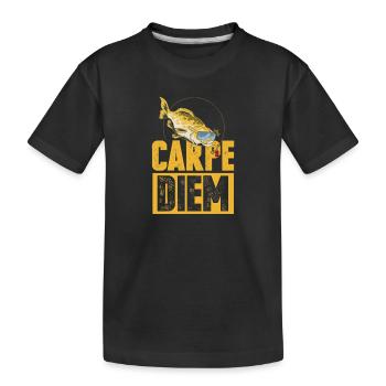 Cadeau d'anniversaire de carpe pêcheur pêcheur à la ligne - T-shirt bio Premium Enfant - noir - Devant