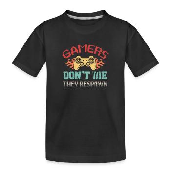 Gamers dont die they respawn - Kinder Premium Bio T-Shirt - Schwarz - Vorne