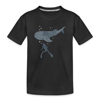 Whale Shark Freediver - Kids' Premium Organic T-Shirt - black - Front
