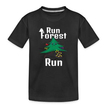 Lauf Forest Lauf! Weihnachtsbaum - Kinder Premium Bio T-Shirt - Schwarz - Vorne