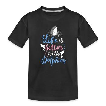 Dolphin - Kids' Premium Organic T-Shirt - black - Front