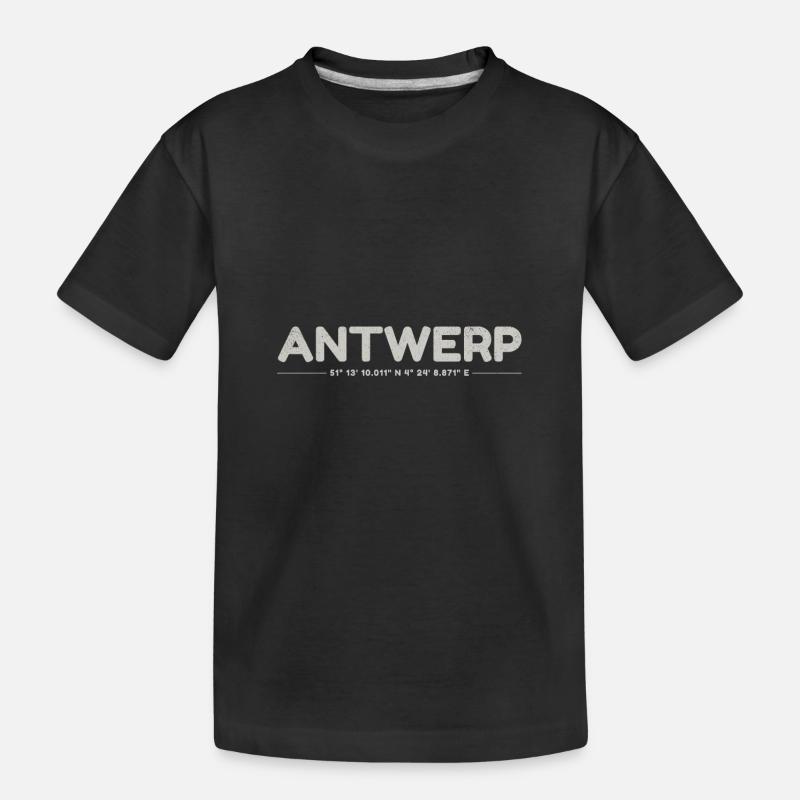 Antwerp Antwerp Gps Coordinates - Kids' Premium Organic T-Shirt - black