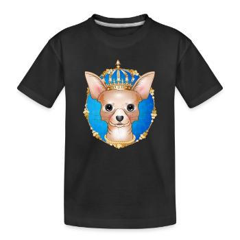 royal Chihuahua dog with golden crown - Kids' Premium Organic T-Shirt - black - Front