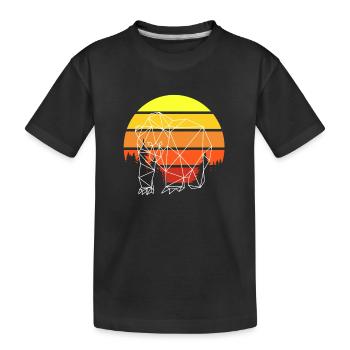 Bär Polygon Sunset - Kinder Premium Bio T-Shirt - Schwarz - Vorne