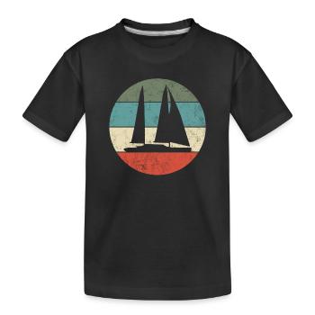 Segelboot - Kinder Premium Bio T-Shirt - Schwarz - Vorne