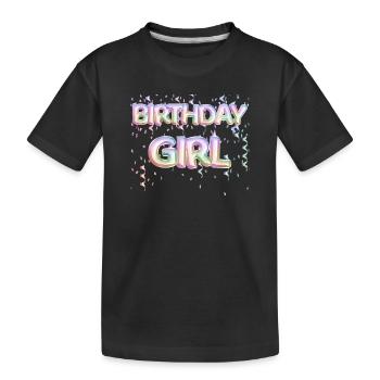 « Birthday Girl » Ballons de diapositives confettis - T-shirt bio Premium Enfant - noir - Devant