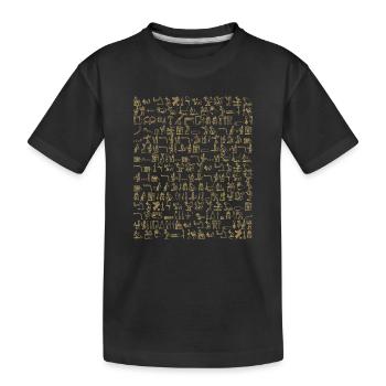 Hieroglyphen Ägypten Schrift Beige Muster - Kinder Premium Bio T-Shirt - Schwarz - Vorne