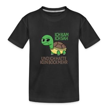 Schildkröte Kein Bock lustiger Spruch - Kinder Premium Bio T-Shirt - Schwarz - Vorne