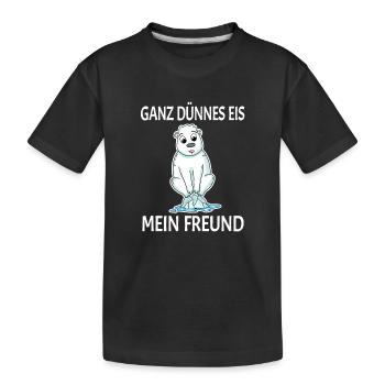 Eisbär dünnes Eis - lustiger Spruch - Kinder Premium Bio T-Shirt - Schwarz - Vorne