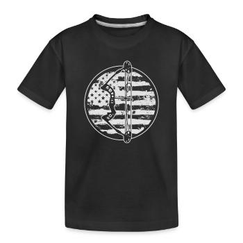 Archery Archer American Flag - Kids' Premium Organic T-Shirt - black - Front