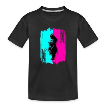 Black Samurai In A Turquoise And Pink Frame - Kids' Premium Organic T-Shirt - black - Front