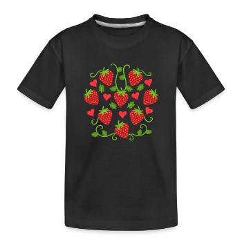 Erdbeeren Erdbeere Obst - Kinder Premium Bio T-Shirt - Schwarz - Vorne