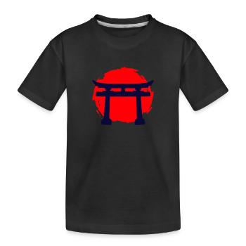 Japan Torii Tempel Sonnenuntergang Kunst Sunset - Kinder Premium Bio T-Shirt - Schwarz - Vorne