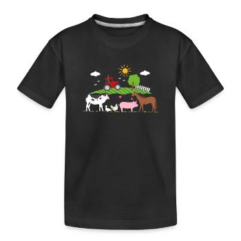 Bauernhof Traktor Nutztiere - Kinder Premium Bio T-Shirt - Schwarz - Vorne