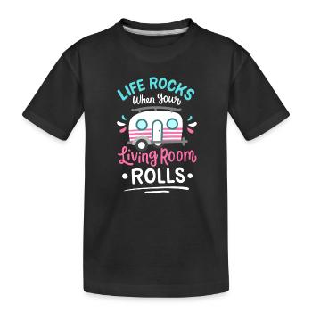 Wohnmobil Camping Wohnwagen - Kinder Premium Bio T-Shirt - Schwarz - Vorne