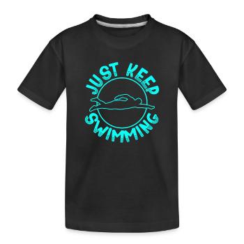 Schwimmen Schwimmer - Kinder Premium Bio T-Shirt - Schwarz - Vorne