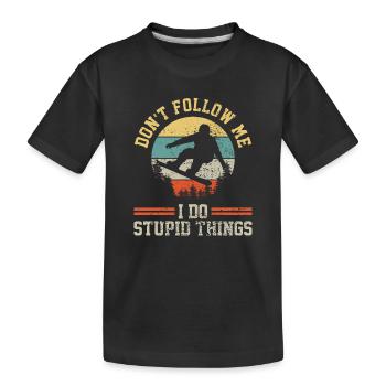 Snowboard Snowboarder Vintage - Kinder Premium Bio T-Shirt - Schwarz - Vorne
