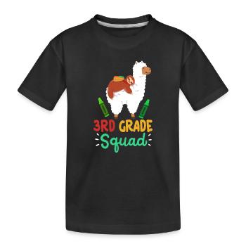 3. Klasse Lama Faultier Schulanfang - Kinder Premium Bio T-Shirt - Schwarz - Vorne
