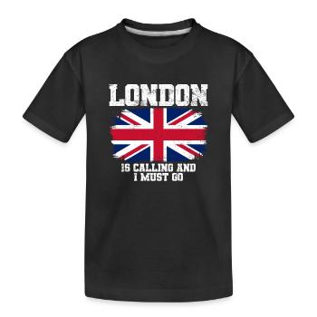 London Union Jack-Flagge Reisen - Kinder Premium Bio T-Shirt - Schwarz - Vorne
