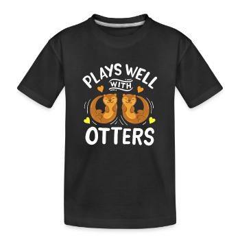 Otter Otter-Liebhaber - Kinder Premium Bio T-Shirt - Schwarz - Vorne