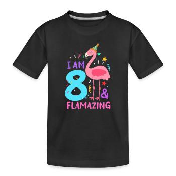 8. Geburtstag Flamingo - Kinder Premium Bio T-Shirt - Schwarz - Vorne