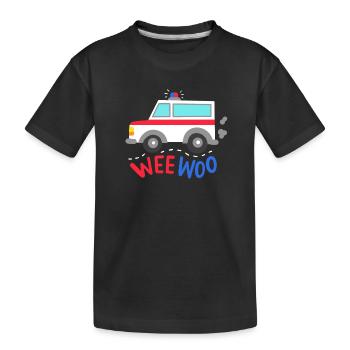 Krankenwagen Rettungsfahrzeug - Kinder Premium Bio T-Shirt - Schwarz - Vorne