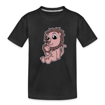 Lion famille - Lion avec bébé - Lion - T-shirt bio Premium Enfant - noir - Devant