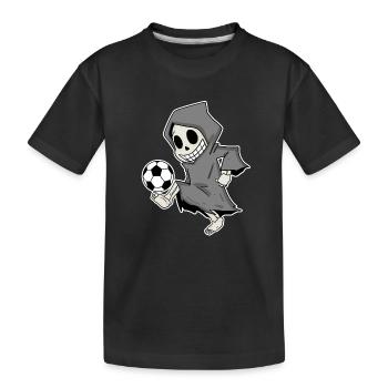 Sensenmann mit Fußball - Kinder Premium Bio T-Shirt - Schwarz - Vorne