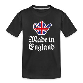 Union Jack Flag Made in England British UK teapot - Kids' Premium Organic T-Shirt - black - Front