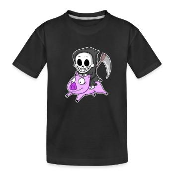 Faucheuse et Cochon - T-shirt bio Premium Enfant - noir - Devant