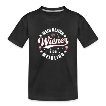 Ein echter Wiener Mein Bezirk 1120 Meidling - Kinder Premium Bio T-Shirt - Schwarz - Vorne