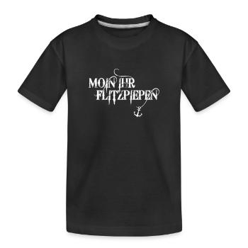 Moin Ihr Flitzpiepen Typisch Plattdeutsch Anker - Kinder Premium Bio T-Shirt - Schwarz - Vorne