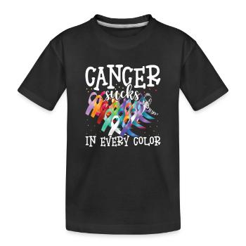 Sensibilisation au cancer Le cancer aspire toutes les couleurs - T-shirt bio Premium Enfant - noir - Devant