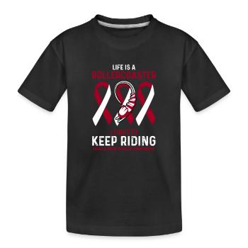 Kopf und Hals Krebs Cancer Rot Weiß Rollercoaster - Kinder Premium Bio T-Shirt - Schwarz - Vorne