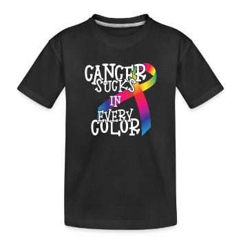Sensibilisation au cancer Le cancer aspire toutes les couleurs - T-shirt bio Premium Enfant - noir - Devant