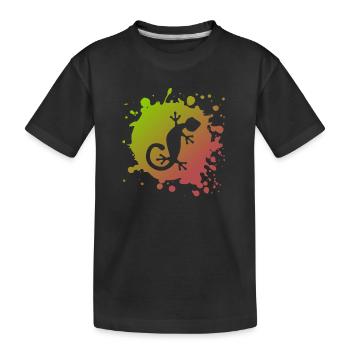 Eidechse Echse - Kinder Premium Bio T-Shirt - Schwarz - Vorne