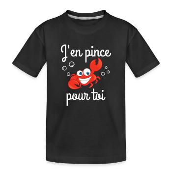 j'en pince pour toi, déclaration d'amour - T-shirt bio Premium Enfant - noir - Devant