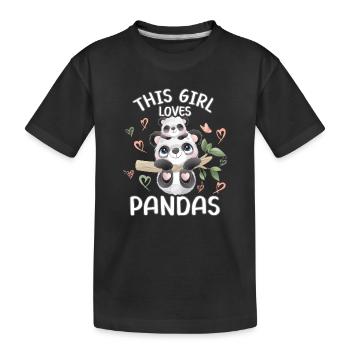 Dieses Maedchen Liebt Pandas - Kinder Premium Bio T-Shirt - Schwarz - Vorne