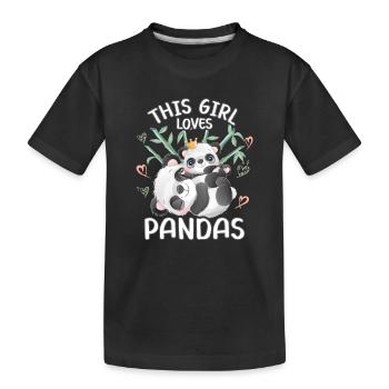 Dieses Maedchen Liebt Pandas - Kinder Premium Bio T-Shirt - Schwarz - Vorne