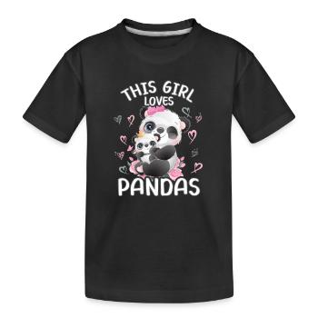 Dieses Maedchen Liebt Pandas - Kinder Premium Bio T-Shirt - Schwarz - Vorne