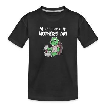 Cadeau de fête des mères - Notre première fête des mères - T-shirt bio Premium Enfant - noir - Devant