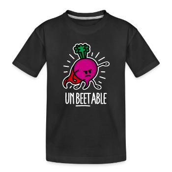 Drôle de betterave Betterave Super-héros Jeu de mots Dessin animé - T-shirt bio Premium Enfant - noir - Devant