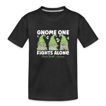 Gnome One Fights Alone Mental Health - Kinder Premium Bio T-Shirt - Schwarz - Vorne