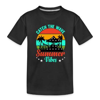 Summer Summer Catch the Wave - Kids' Premium Organic T-Shirt - black - Front
