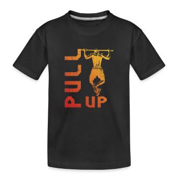 Klimmzug-Silhouette im Farbverlauf - Kinder Premium Bio T-Shirt - Schwarz - Vorne